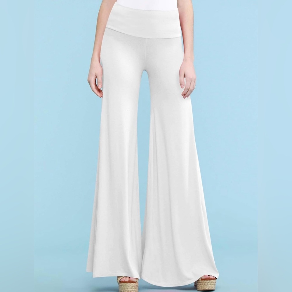 Women's Casual Comfy Wide Leg Palazzo Lounge Pants -white